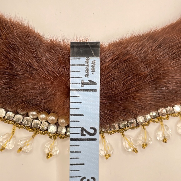 Genuine Mink Top Hit Hand Made Baare Beards Japan Beaded Collar Vintage - Picture 7 of 14